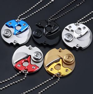 Mini Round Coin Knife Portable Key Chain Pendant Creative Small Folding Knife Outdoor Survival Tools 5 Colors