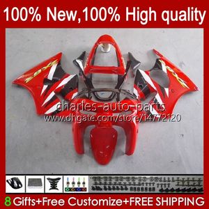 Fairings Kit för Kawasaki Ninja Red Glossy ZX-6R ZX-636 ZX600 ZX600CC 98-99 karosseri 16NO.24 ZX-600 600cc ZX636 ZX6R 98 99 ZX 636 600 CC 6 R 6R 1998 1999 Motorcykelkroppar