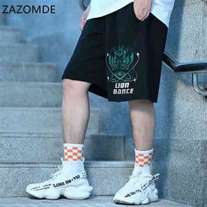 ZAZOMDE Hip Hop Shorts Streetwear Übergroße Männer Sommer Dünne Casual Mode Trend Lose 5-punkt Strand Sport Mittlere Hosen M-8XL 210716