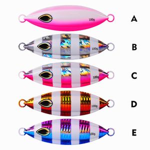 High Quality 5 color 11cm 100g sinking metal lures The slow cranking iron plate lead fish, boat sea fishing luminous lure iron plates