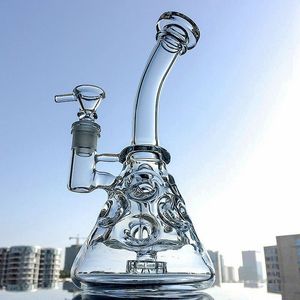 9 pollici Recycler Narghilè Soffione doccia Percolatore Swiss Perc Pipa ad acqua Fab Egg Glass Bong Beaker Oil Dab Rig 14mm Femmina Joint Bong con ciotola