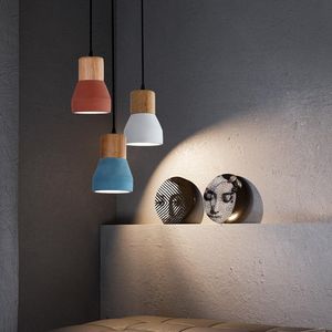 Lampy wiszące nordyckie loft w stylu drewna betonowe lampy na ścianę