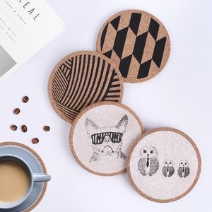 200Pcs/Lot 14 Styles Cork Drink Coasters Tea Coffee Absorbent Round Cup Mat Table Decor Home Non-Slip Wholesale