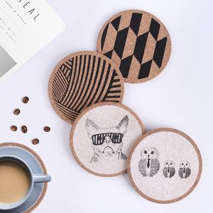 200PCS / Parti 14 Stilar Cork Drink Coasters Tea Kaffe Absorberande Rund Kopp Mat Table Dekor Hem Non-Slip grossist