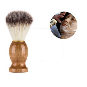 Spazzole per rasoio da barba per barbiere Spazzola per barba con manico in legno naturale DH0388