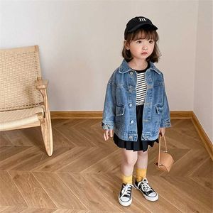 Fall Children's denim jackets Casual Boys Girls Long sleeve Coats Korean style Kids outwears 211011