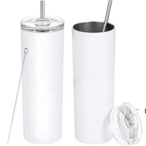 Süblimasyon DIY Bardaklar 20 oz Siyah Beyaz Tumblers Kapaklı Saman Paslanmaz Çelik Içme Kupası Vakum Yalıtımlı Kupa Deniz Gemi RRB11099