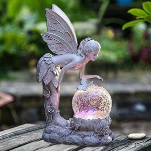 Lâmpadas solares Lanterna ao ar livre Forma criativa Angel Night Luminous Luminous Garden Garden Resina Ornaments Luzes LED A2J2