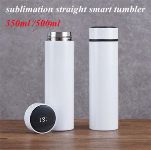 sublimatioin Smart Water Bottles straight tumbler Tea Infuser Bottle Thermoses Temperature Display cup Vaccum Insulated Stainless Steel Flask 350ml 500ml