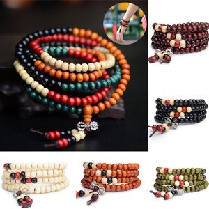 108 Perline 8mm Legno di Sandalo Naturale Buddista Buddha Legno Preghiera Perlina Maschio Unisex Uomo Bracciali Braccialetti Gioielli Bijoux