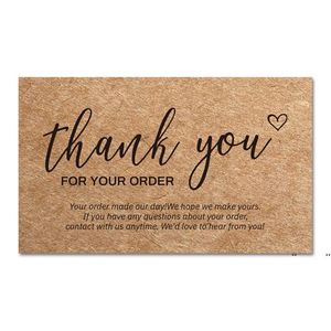 Thank You Order Cards Kraft Paper Products Thanks Card Appreciation Cardstock Purchase Inserts to Support Small Business Customer RRE10848