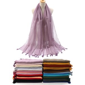 Женская хлопчатобумажная льняная вискоз Hijab Scarf Tassel Soft Shawl Tassel мода мусульманский оголовье длинные обертывания глушитель пашмина бандана