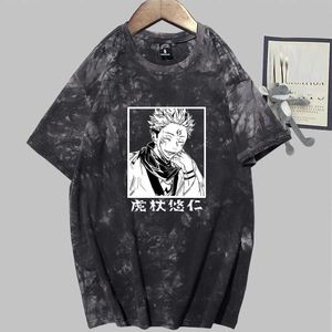 Jujutsu Kaisen Itadori Anime T-Shirt Fashion Manica Corta O-Collo Casual Tie Dye Y0809
