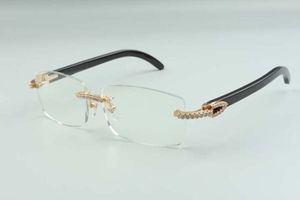 Stil Üst düzey Tasarımcılar Orta Elmas Gözlük 3524012 Doğal Siyah Buffalo Boynuzları Gözlük Çerçevesi, Boyut: 36-18-140mm