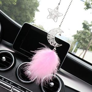 Interior Decorations 24CM Car Decoration Rearview Mirror Female Ornaments Starry Moon Dream Universal Decorative Hanging