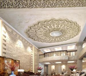 Custom wallpaper 3d photo mural white European embossed simulation plaster ceiling background papel de pared