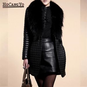 Autumn Fashion Women Coats Outwear Thin Solid Long Sleeve Faux Leather Fur Jacket Winter Oversized Overcoat 211220
