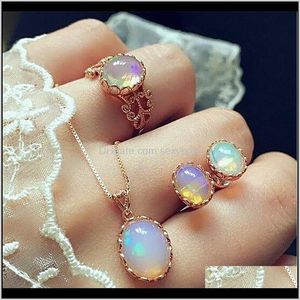 Other Gemstone Earring Ring Women Necklace Set Rose Gold Fashion Jewelry Sets Drop Delivery 2021 Zzbbc
