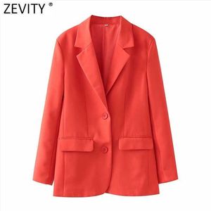 Zevity euro kvinnor mode godis färger fritid blazer coat office lady långärmad affärer ytterkläder chic kostymer veste ct780 210927
