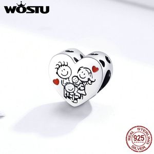 Wostu Original Familj Kärlek Pärlor Fit Charms Silver 925 Pärlor Armband för Kvinnor DIY Fashion Smycken Gör för Kvinnor Flickor Berloque Q0531