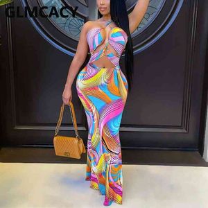 Halter Cut Out Bodycon Slinky Maxi платье вечерние клубные платья 210702