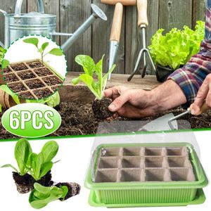 Planters & Pots Garden Nursery Pot Seedling Box 12 Cells Gardening Mini Breathable Lids Plastic Germination Seeds Tray