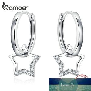 Bamoer uttalande bröllop smycken klara cz örhängen med stjärna charm kvinnor äkta 925 sterling silver fin smycken bse276 fabrikspris expert design kvalitet senast