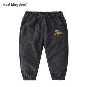 Mudkingdom criança meninos corduroy calças desenhos animados dinossauro cintura elástica 210615