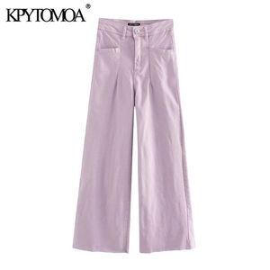 KPYTOMOA Donna Chic Fashion Vita alta Jeans dritti Vintage Zipper Fly Pockets Orlo sfilacciato Pantaloni denim femminili Mujer 210809