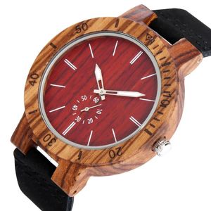 腕時計ファッション木製クォーツ時計自然木の男性時計柔らかい革バンド男性腕時計ドロップシップモントトホム