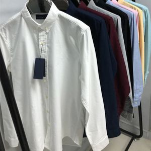 Camisas masculinas de alta qualidade top small a cavalo bordado blusa de manga comprida cor sólida cor slim fit