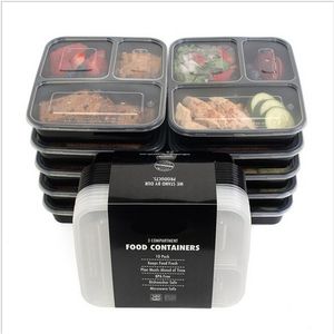 3/4 Compartment Reusable Plastic Food Storage Containers with Lids, Microwave and Dishwasher Safe, Bento Lunch Box, Set of 5 211108