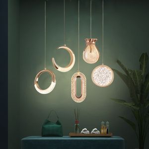 Nordic New Wrought Iron Crystal LED pendant lamp Luxury style luminaria for bedroom restaurant home decor pendant light lustre