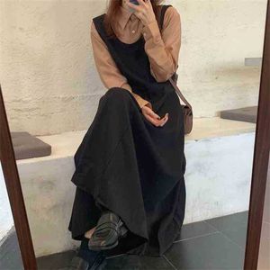 Solid Kort Chic Sweet Loose Shirts + Casual Long Dresses Office Lady Passar All Match Två Piece Sets 210525
