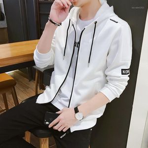 Mäns Hoodies Sweatshirts Korea Style Vit Män Argyle Klänning Hooded Homme Zipper Streetwear Hip Hop Clothing Male Oversize 4XL