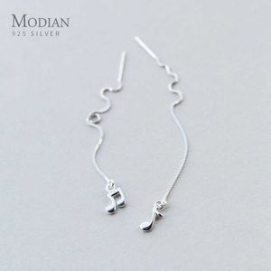 Orecchini pendenti a catena lunga con simbolo musicale in argento sterling 925 di alta qualità per gioielli di moda da donna 210707