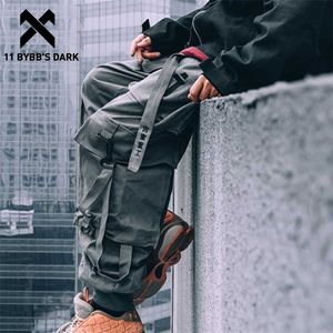 11 BYBB's Dark Techwear Spodnie Cargo Mężczyźni Multi Kieszenie Hip Hop Casual Streetwear Spodnie Joggers Elastyczne spodnie dresowe 211112