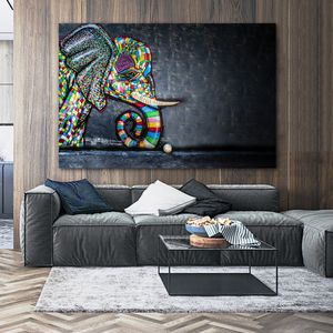 Astratta Divertente Elefante Graffiti Street Art Poster Pittura su tela Stampe Immagini a parete per soggiorno Animali Home Decor