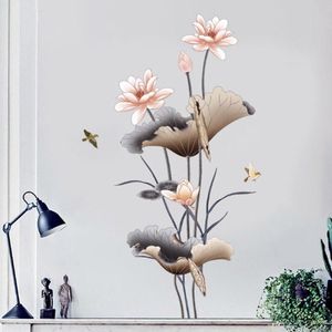 Wall Stickers 3D Effect Lotus Large Living Room Decorative Home Decor Flower Decals Bedroom PVC Art Design