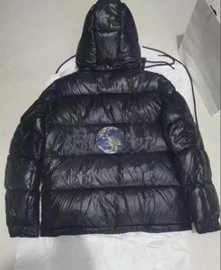 Men Doule Zipper Design Hooded Down Coat Thick WarmJacket Waterproof Parkas Black Color Size 12345