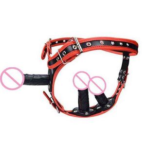 NXY SM Bondage Consolador Correa Negra y Roja Para Mujer, Pantalones De Castidad Enchufe Anal, Correas Lesbianas, Productos Sexuales El0107