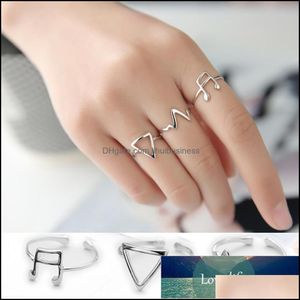 Band Ringar Smycken Ring Authentic 925 Sterling Sier för Kvinnor Triangel Musikalisk Note Heartbeat Line Anel Feminino Anillos Smycken Drop Deli