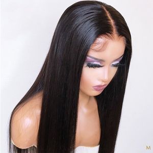 Peruca frontal de renda completa Remy Remy Wigs reta para mulheres negras pré -arrancadas com cabelos de bebê 150% de proporção média branqueada