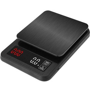 Escala de cozinha eletrônica de precisão 5kg / 0.1g 10kg / 1G LCD escala de café de gotejamento digital com balança de peso do temporizador Escala de família 210927