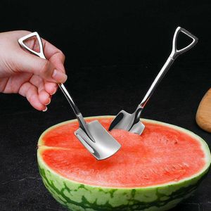 Stainless Steel Shovel Spoon Hanging Salad Cheese Shovels Watermelon Ice Cream Honey Spoons Hotel Kitchen Tableware Supplies BH5195 WLY