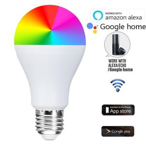 Lampor LED Wifi Smart Bulb House 11W RGB E27 B22 Alexa Röst Google Hem App Fjärrdämpning Kreativ belysning