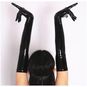 Wholesale women long faux leather gloves for sale - Group buy Five Fingers Gloves Women Glossy PVC Latex PU Faux Leather Shiny Long Glove Punk Hip Stage Performance Club Cosplay Costumes Gauntlet