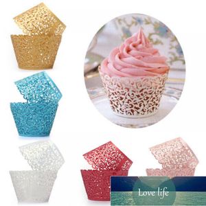 Fontes do Partido 12pc Cupcake Wrapper Liner Pequeno Laço Lace Laser Corte de Papel DIY DIY Fondant Fondant Ferramenta