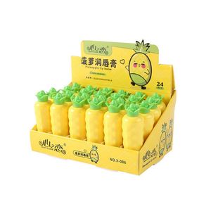 Lip Gloss 24PCS Bulk Moisturizing Pineapple Flavor Colourless Natural Plant Cute Lipbalm Lipstick Makeup Tools