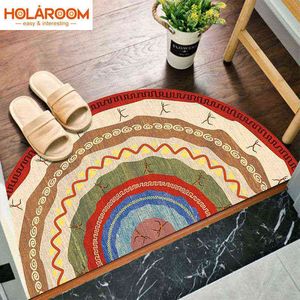 Bohemian Mat Geometric Semi-circular Doormat Anti-Slip Washable Carpets for Bedroom Bathroom Kitchen Door Rug Printed Mats 211109